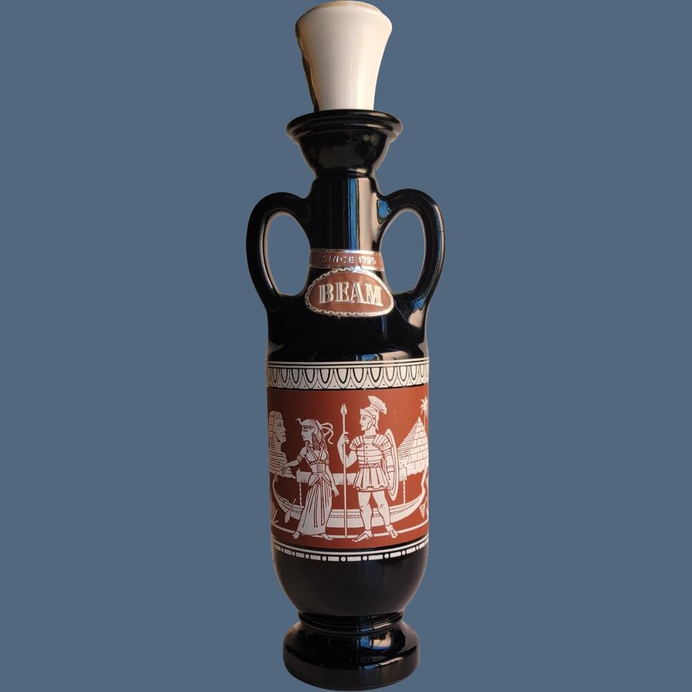Vintage 1962 Jim Beam Bourbon Black Glass Cleopatra Whiskey Decanter